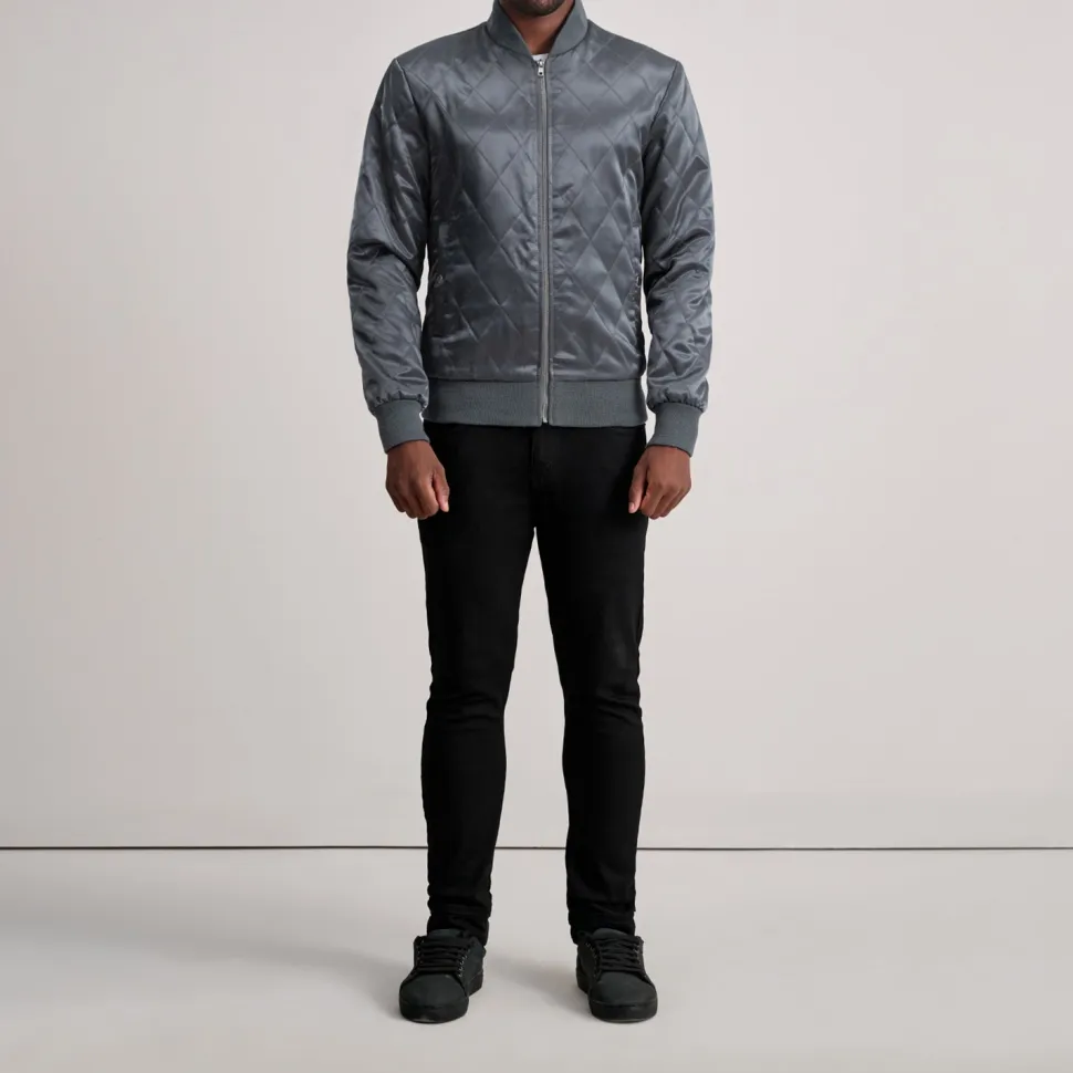 Danson Quilted Grey Varsity Jacket