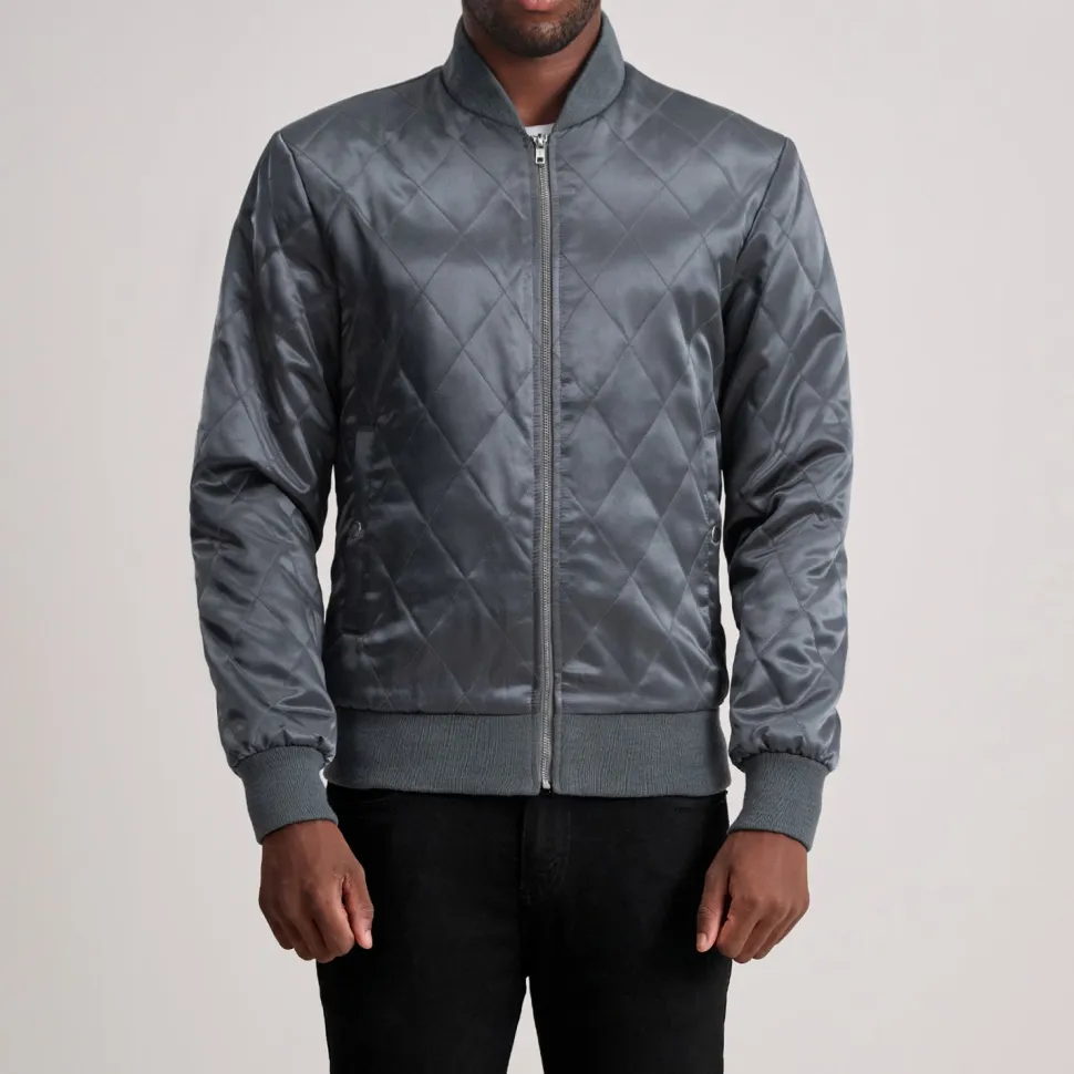 Danson Quilted Grey Varsity Jacket