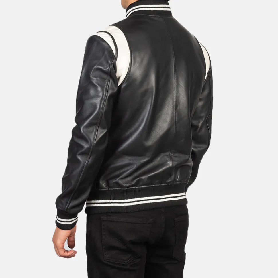 Dantee Black Leather Varsity Jacket