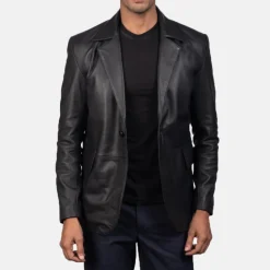 Daron Black Leather Blazer