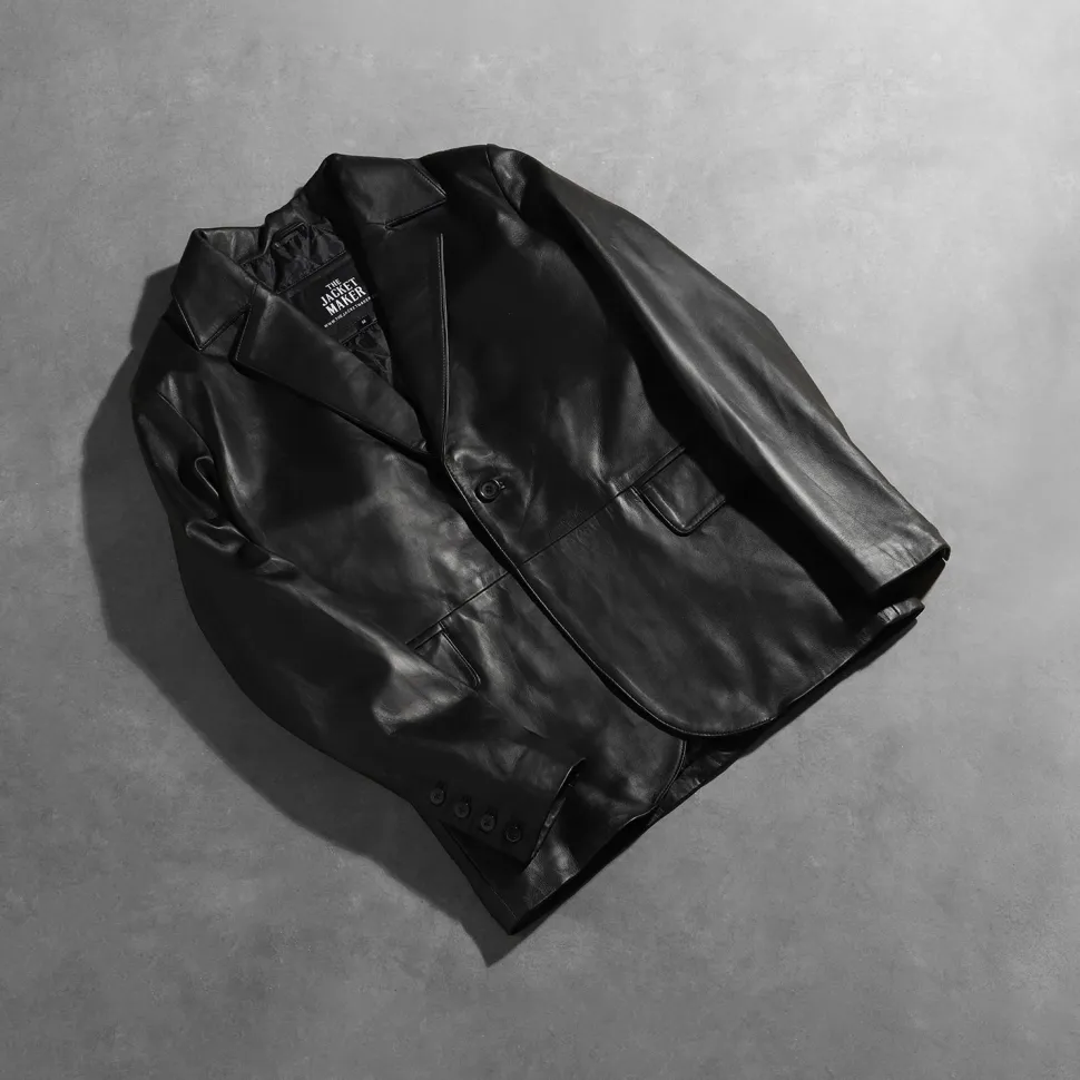 Daron Black Leather Blazer