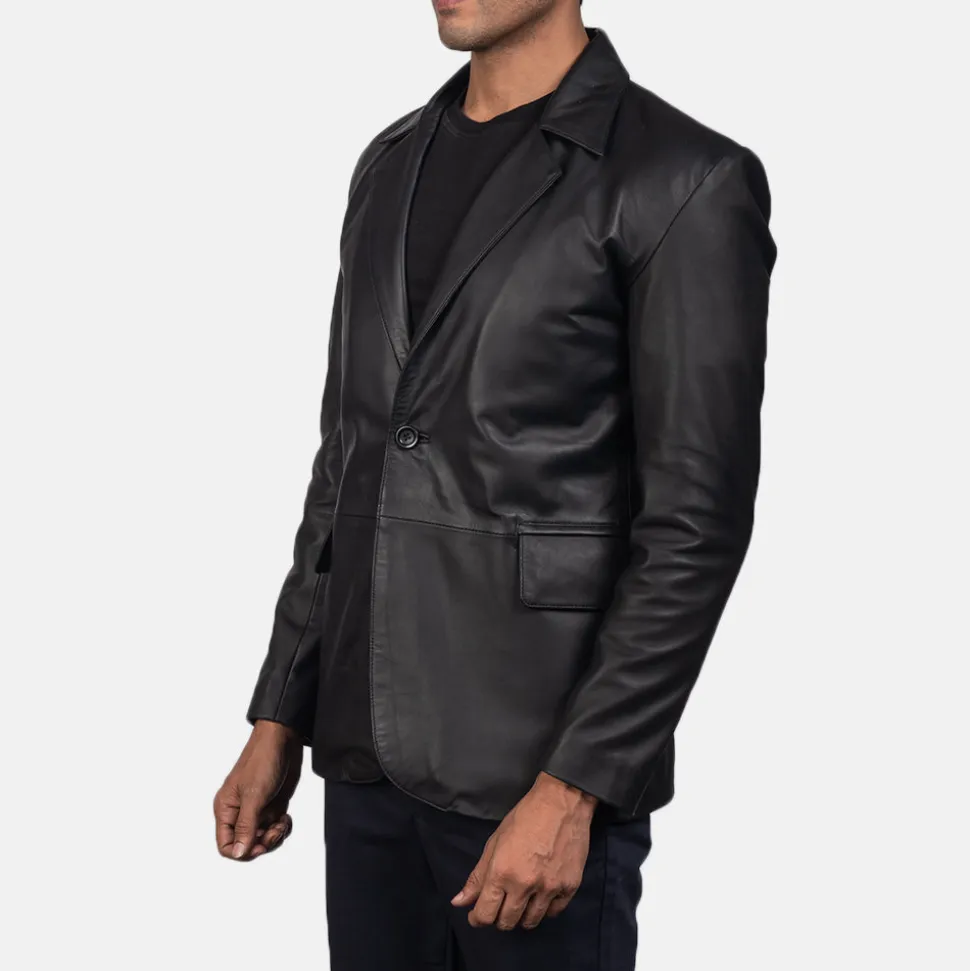 Daron Black Leather Blazer