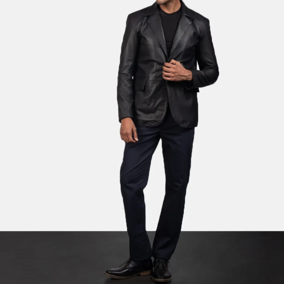 Daron Black Leather Blazer