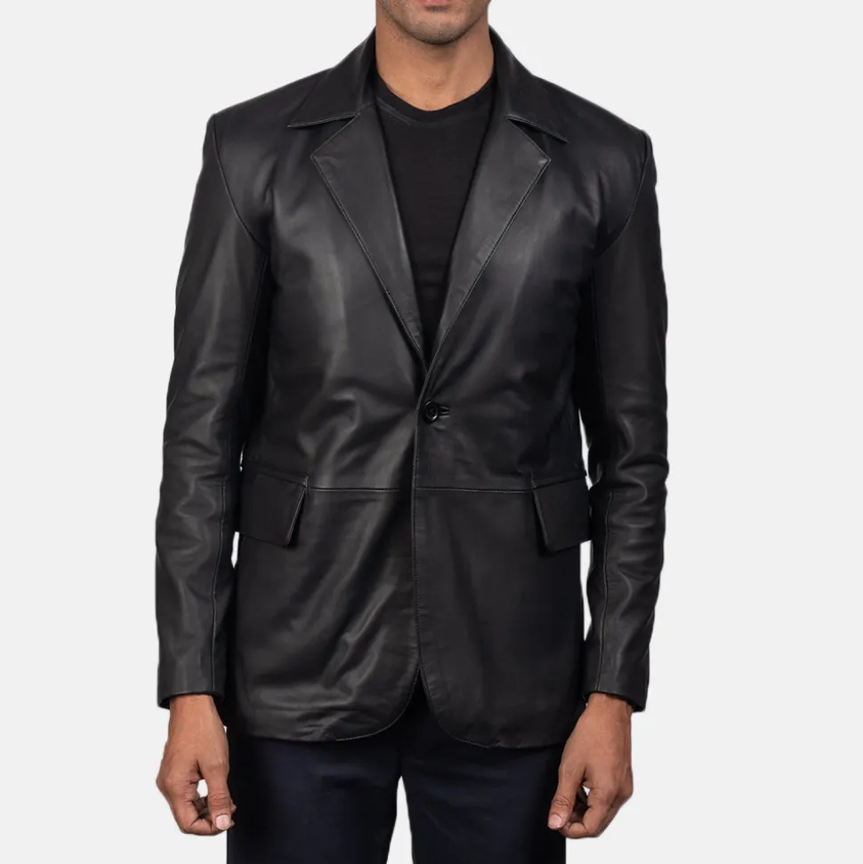 Daron Black Leather Blazer