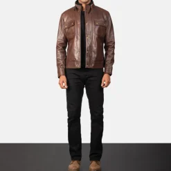 Darren Brown Leather Biker Jacket