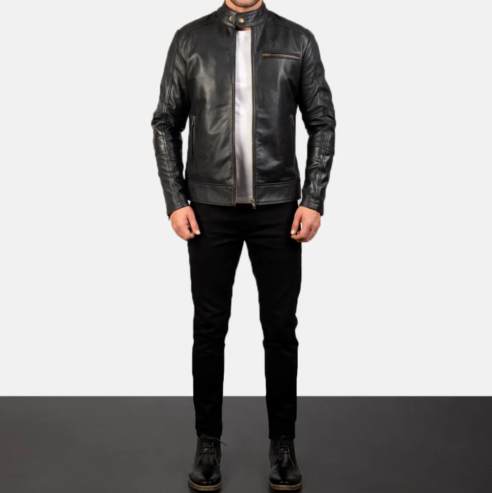 Dean Black Leather Biker Jacket