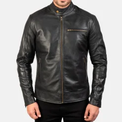 Dean Black Leather Biker Jacket