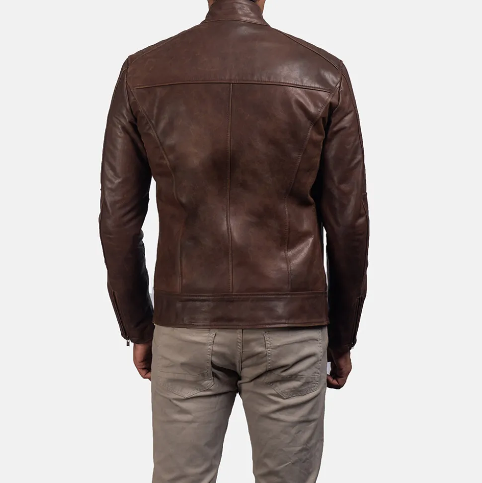 Dean Brown Leather Biker Jacket