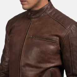 Dean Brown Leather Biker Jacket
