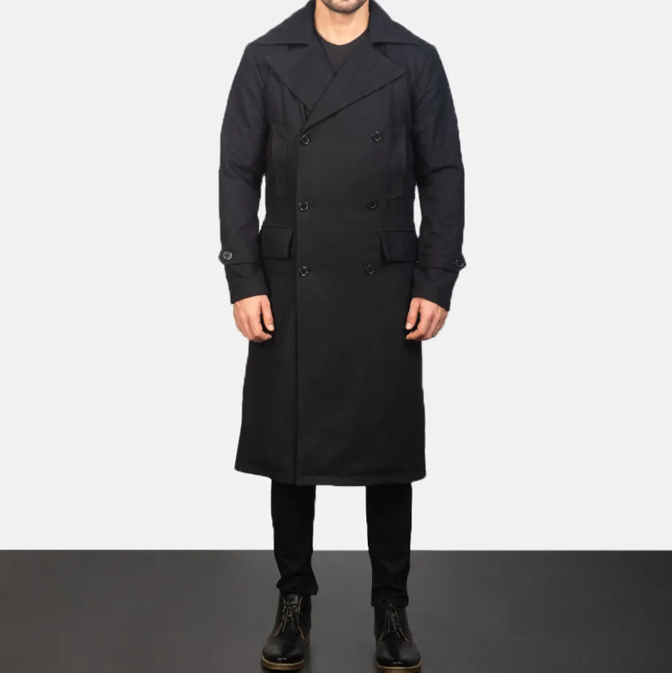 Detective Black Wool Coat