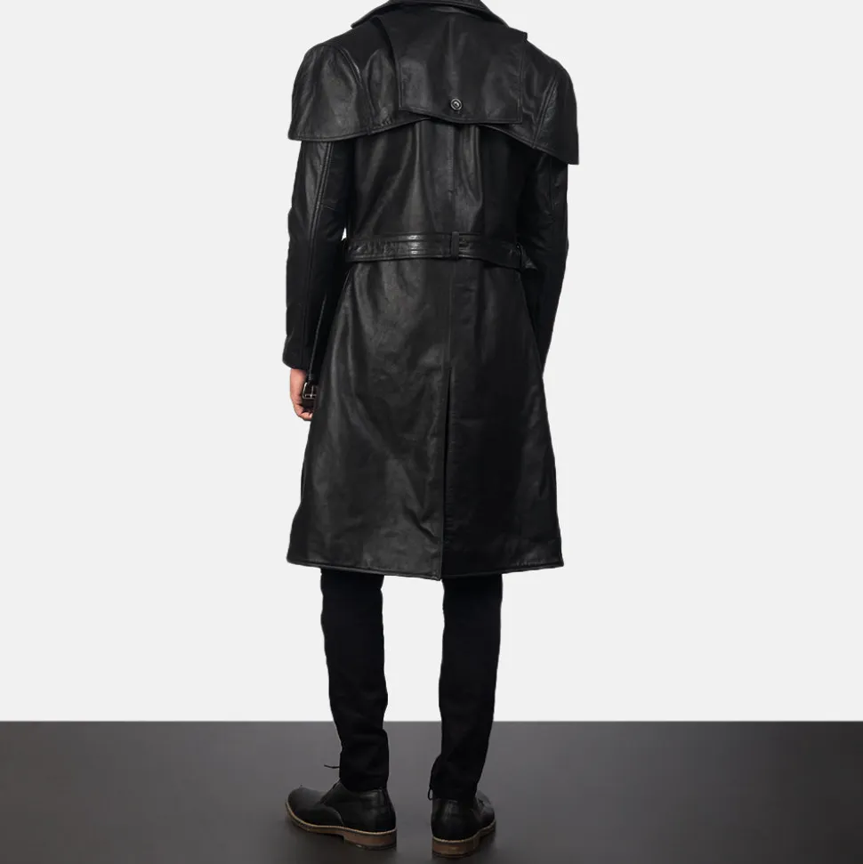 Deux Black Leather Duster