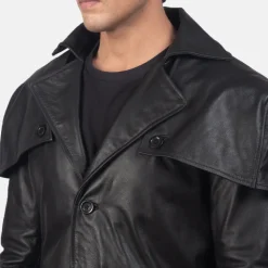 Deux Black Leather Duster