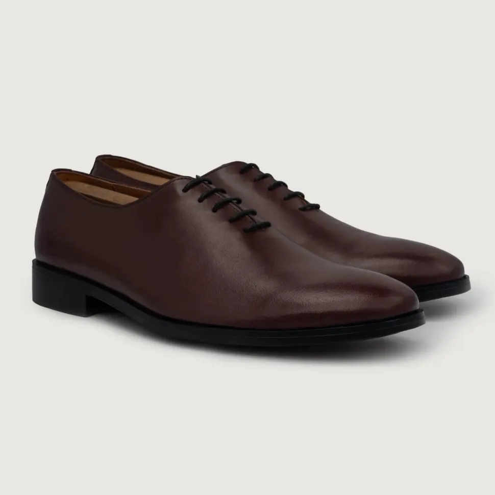 Director Wholecut Maroon Leather Shoes
