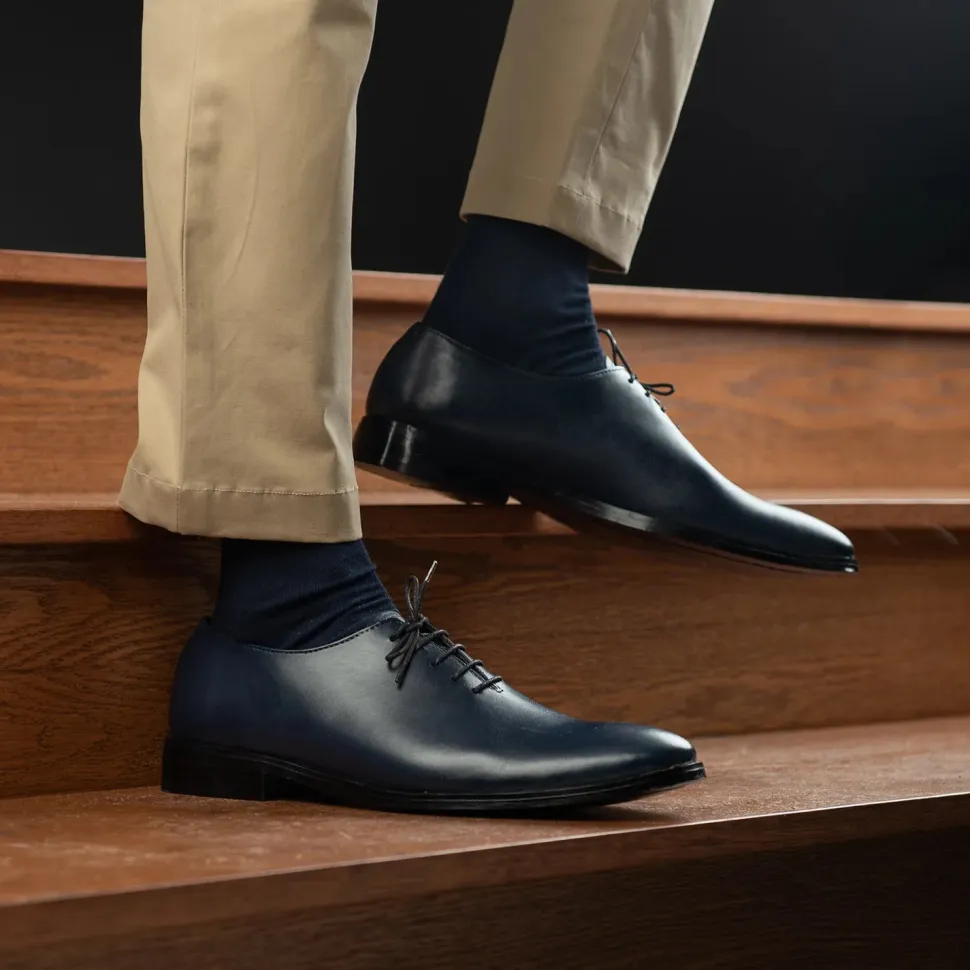 Director Wholecut Midnight Blue Leather Shoes