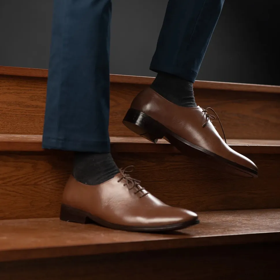 Director Wholecut Tan Leather Shoes