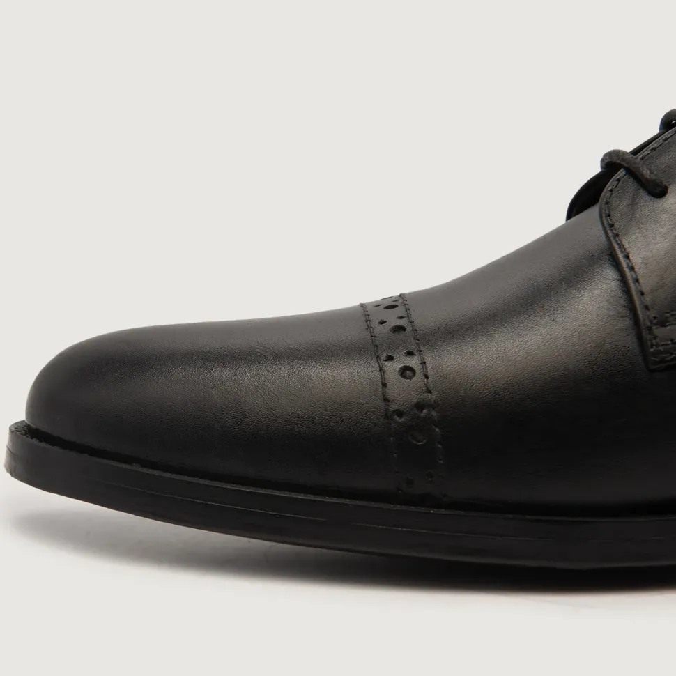 Dirk Brogues Derby Black Leather Shoes