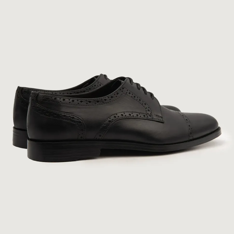 Dirk Brogues Derby Black Leather Shoes