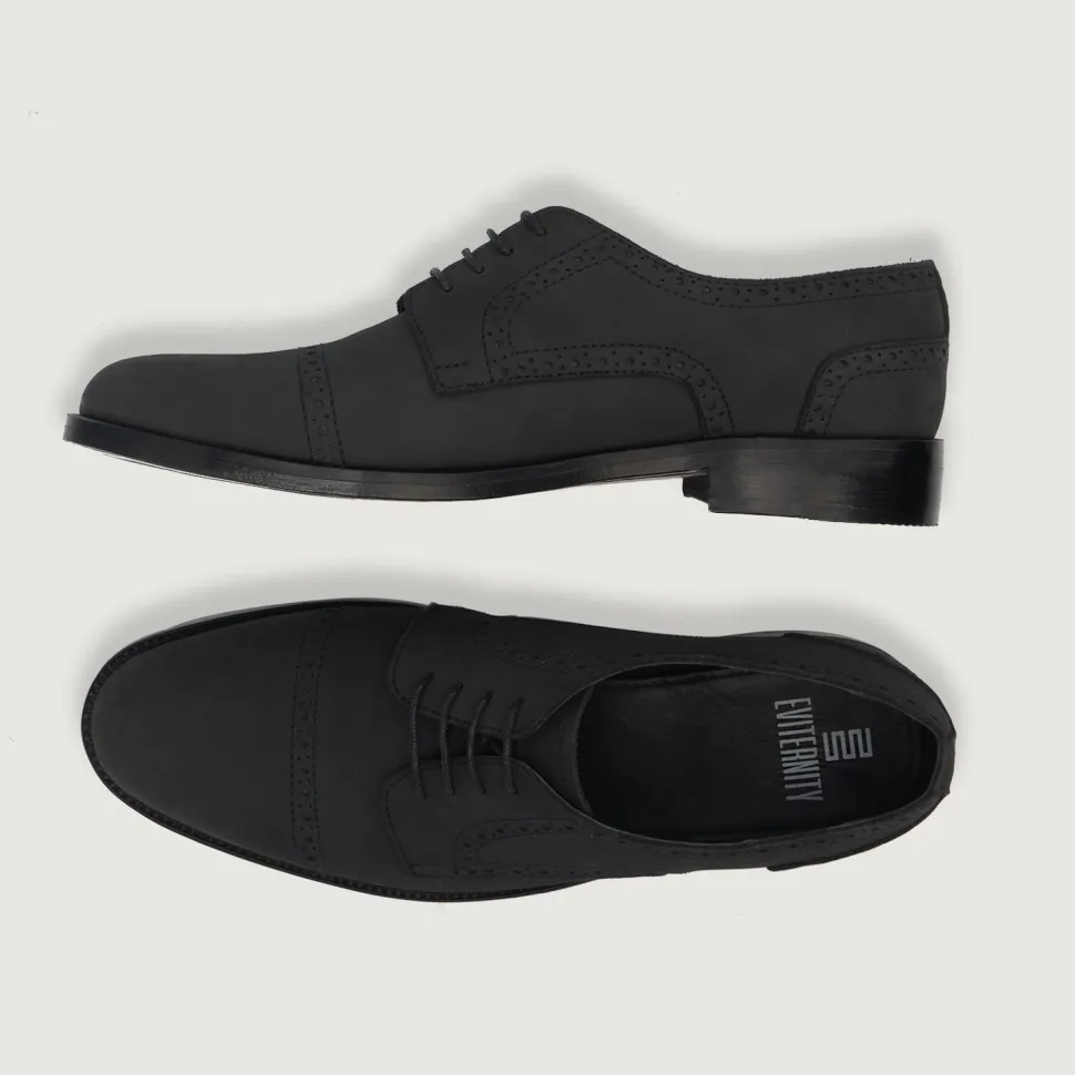 Dirk Brogues Derby Black Nubuck Leather Shoes