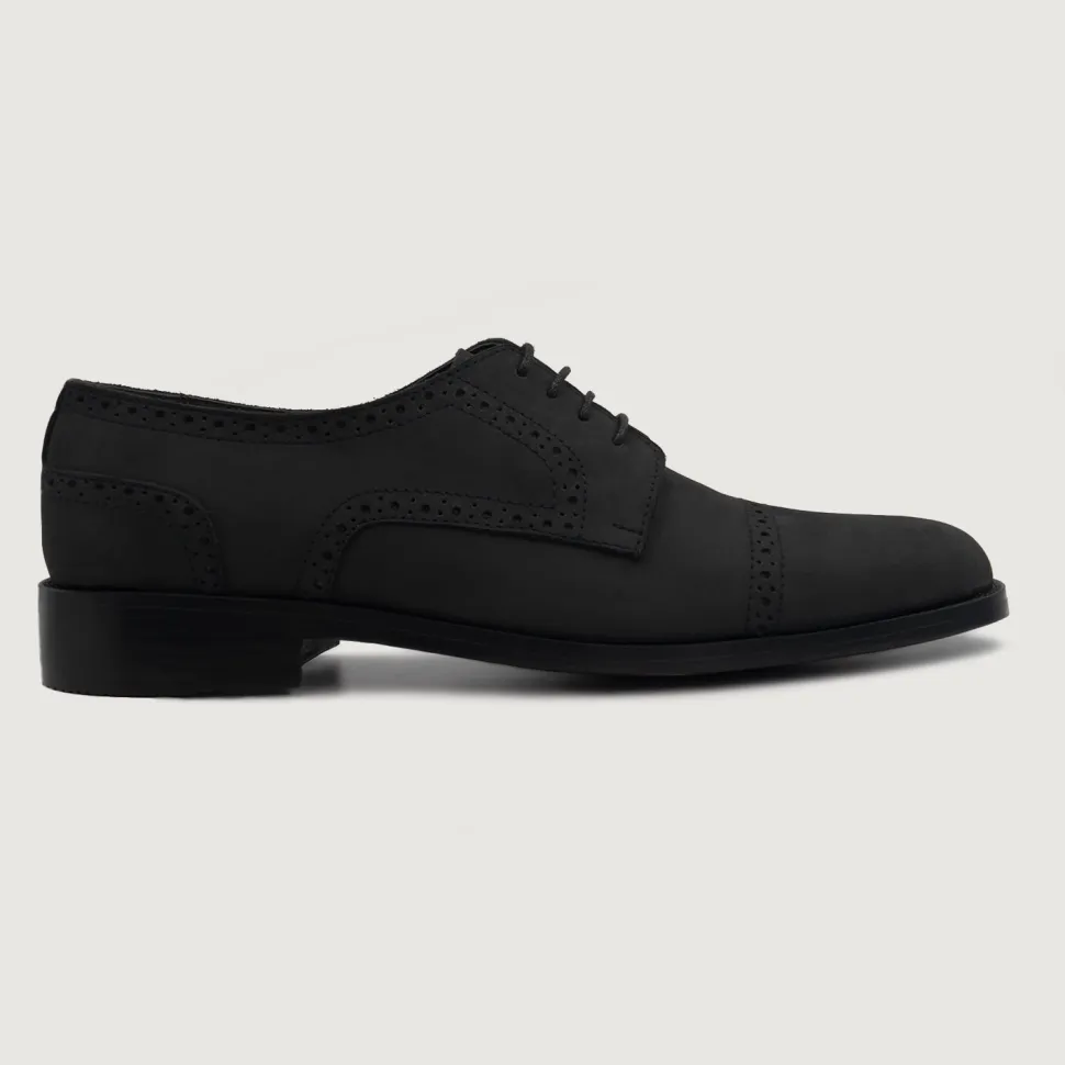 Dirk Brogues Derby Black Nubuck Leather Shoes