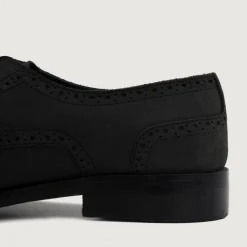 Dirk Brogues Derby Black Nubuck Leather Shoes