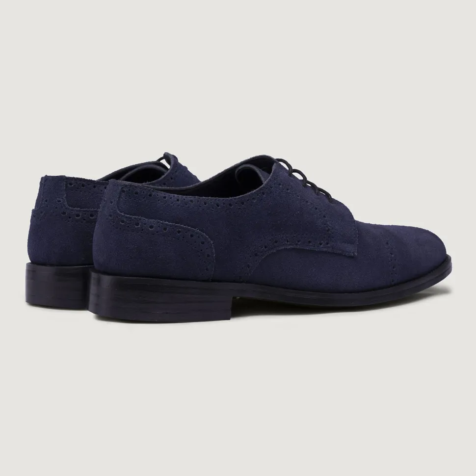 Dirk Brogues Derby Blue Suede Leather Shoes - StudGuard