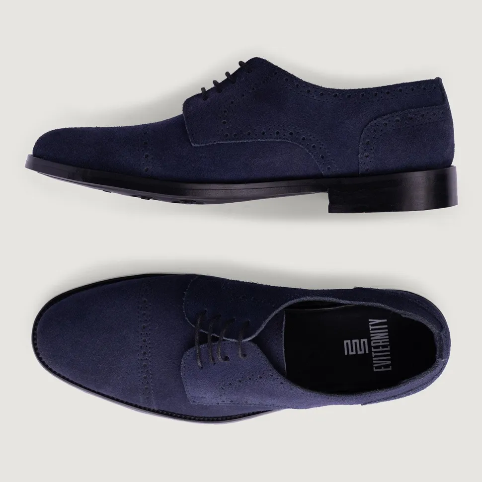Dirk Brogues Derby Blue Suede Leather Shoes - StudGuard