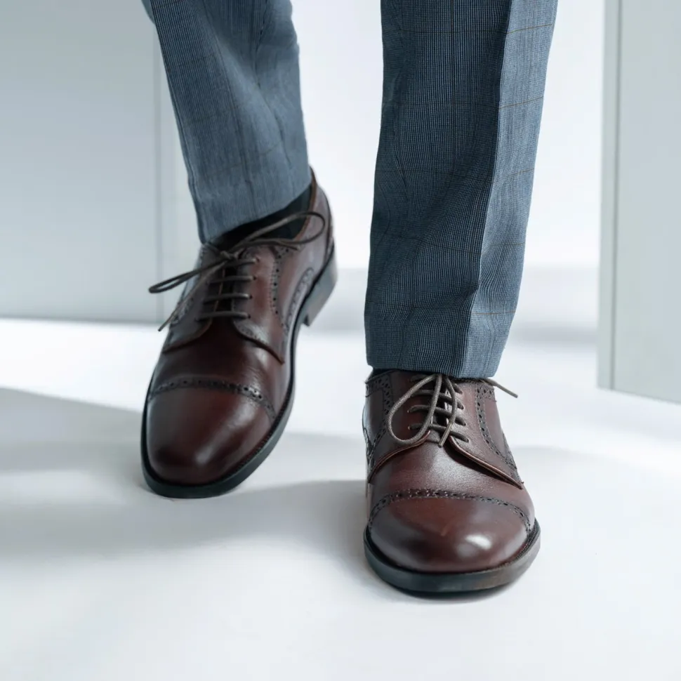 Dirk Brogues Derby Brown Leather Shoes - StudGuard