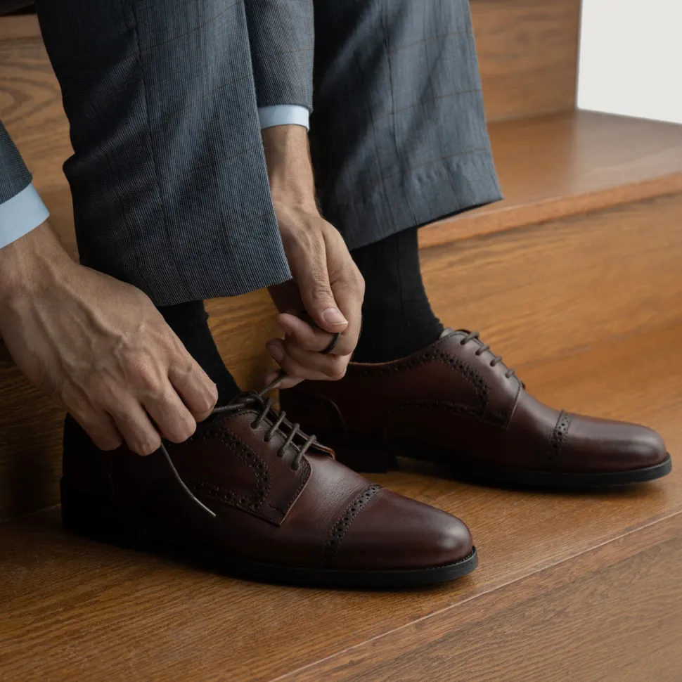 Dirk Brogues Derby Brown Leather Shoes - StudGuard