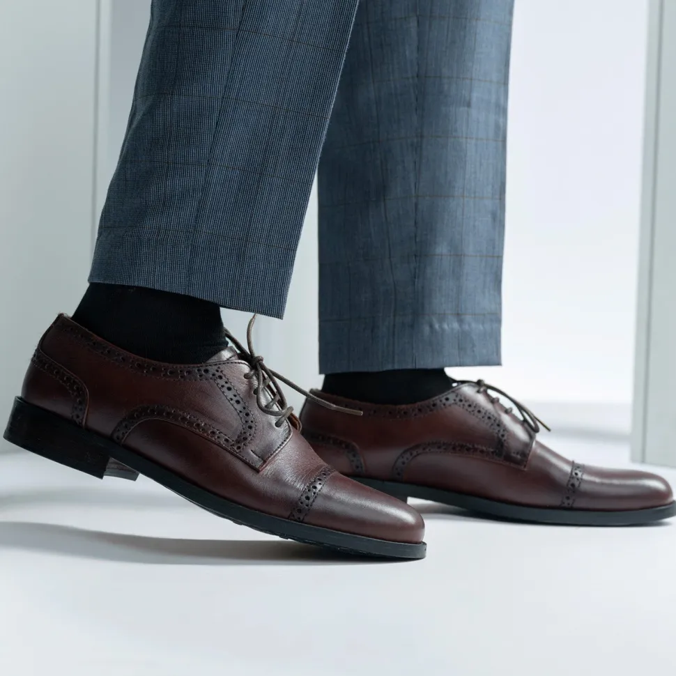 Dirk Brogues Derby Brown Leather Shoes - StudGuard