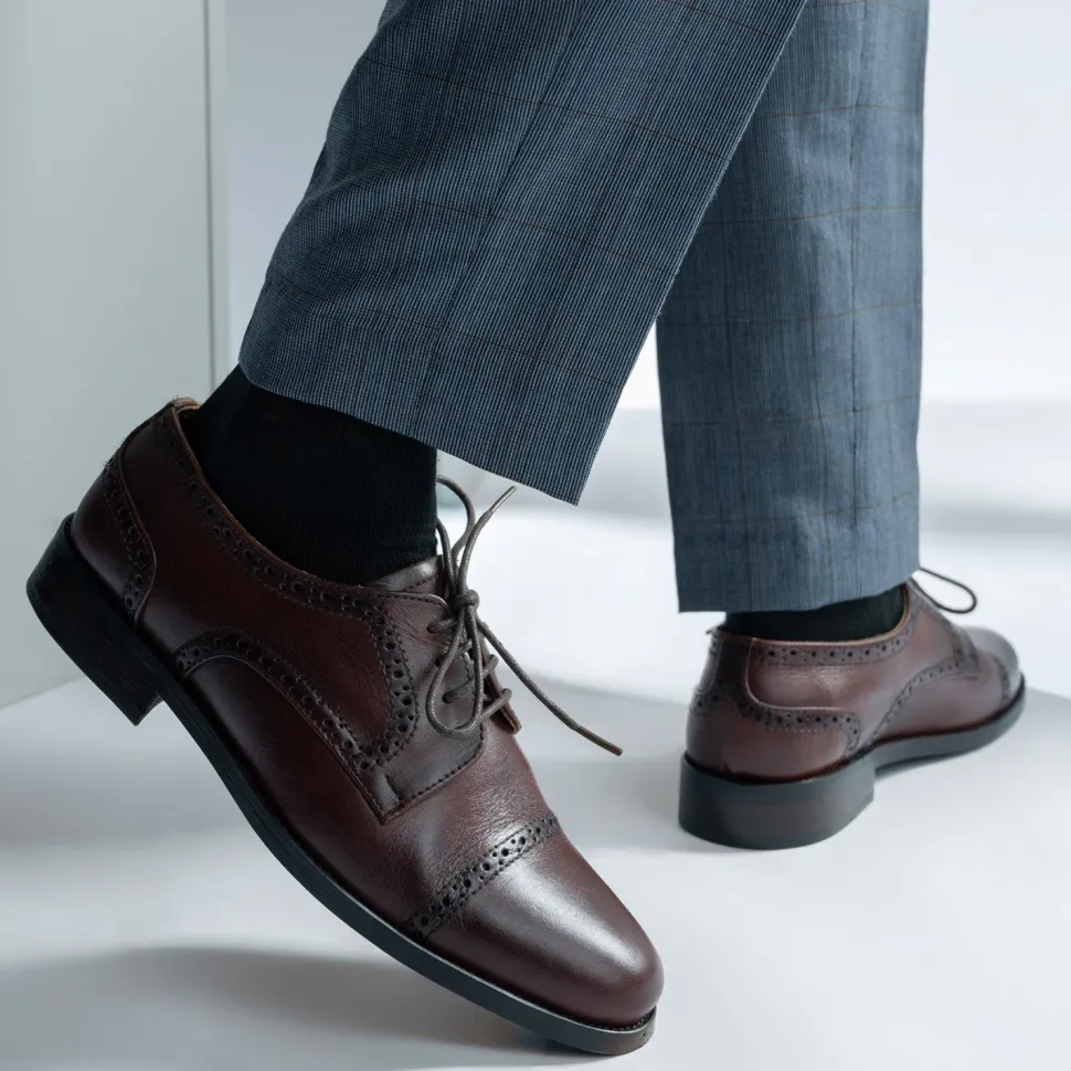Dirk Brogues Derby Brown Leather Shoes - StudGuard