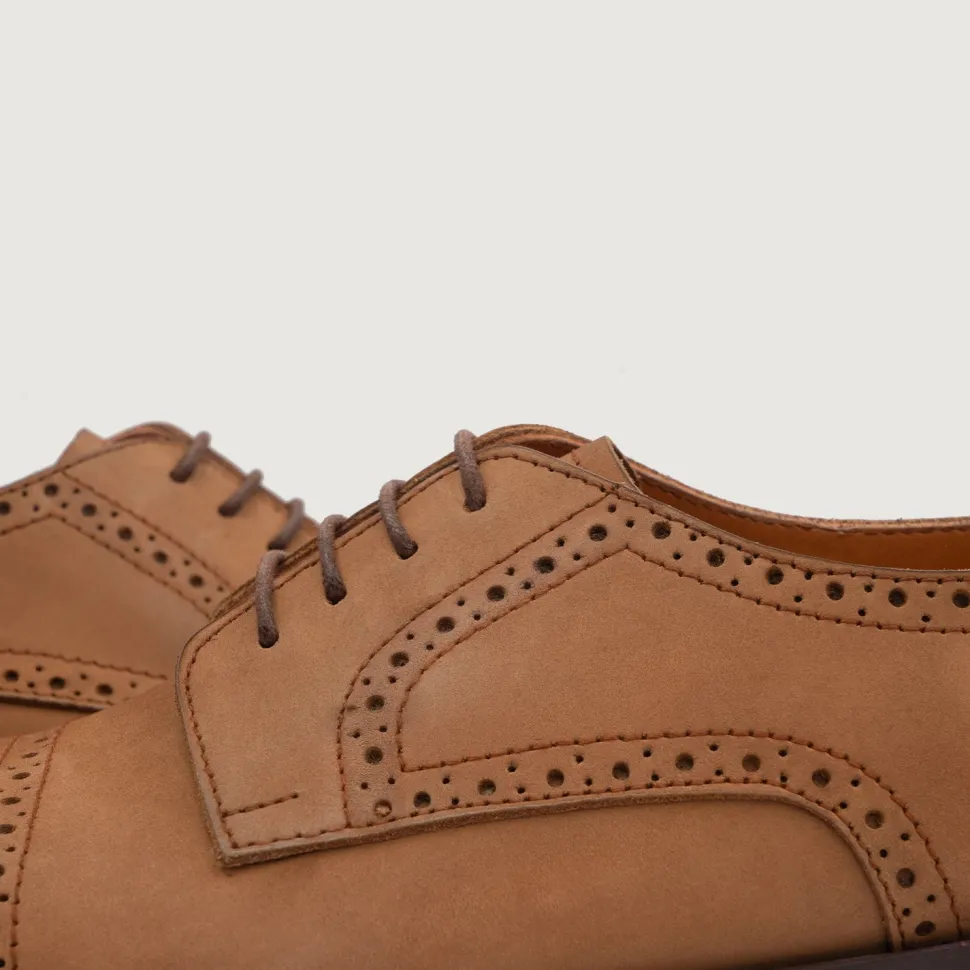 Dirk Brogues Derby Brown Nubuck Leather Shoes
