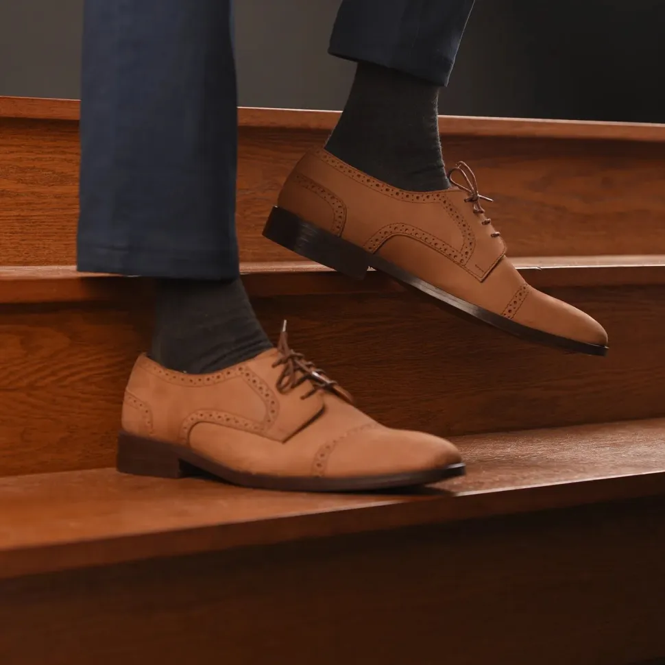 Dirk Brogues Derby Brown Nubuck Leather Shoes