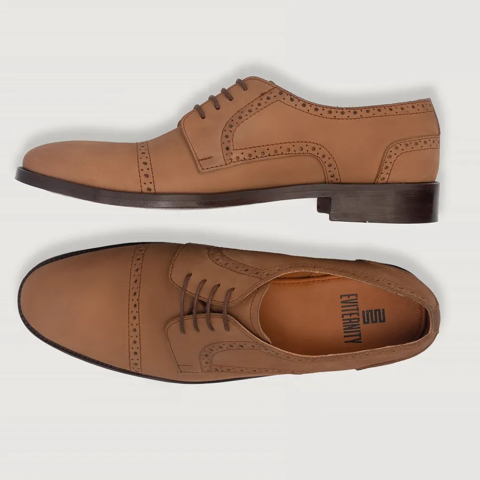 Dirk Brogues Derby Brown Nubuck Leather Shoes