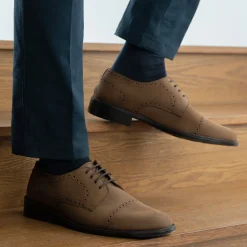Dirk Brogues Derby Brown Oil Pullup Leather Shoes - StudGuard