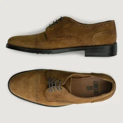 Dirk Brogues Derby Brown Suede Leather Shoes - StudGuard