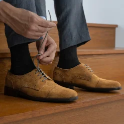 Dirk Brogues Derby Brown Suede Leather Shoes - StudGuard