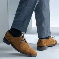 Dirk Brogues Derby Brown Suede Leather Shoes - StudGuard