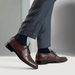 Dirk Brogues Derby Maroon Leather Shoes