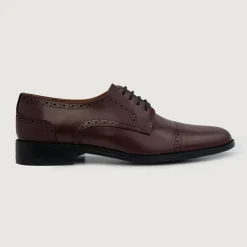 Dirk Brogues Derby Maroon Leather Shoes