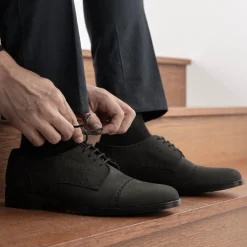 Dirk Brogues Derby Matte Black Nubuck Leather Shoes - StudGuard