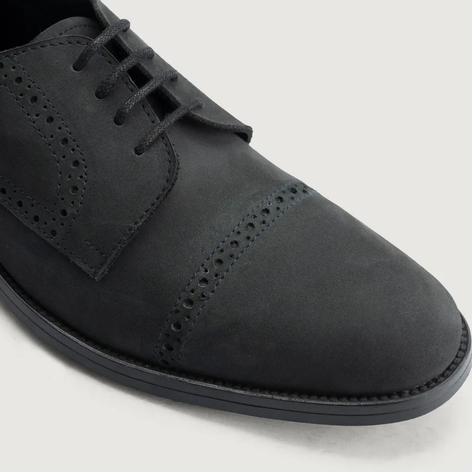 Dirk Brogues Derby Matte Black Nubuck Leather Shoes - StudGuard