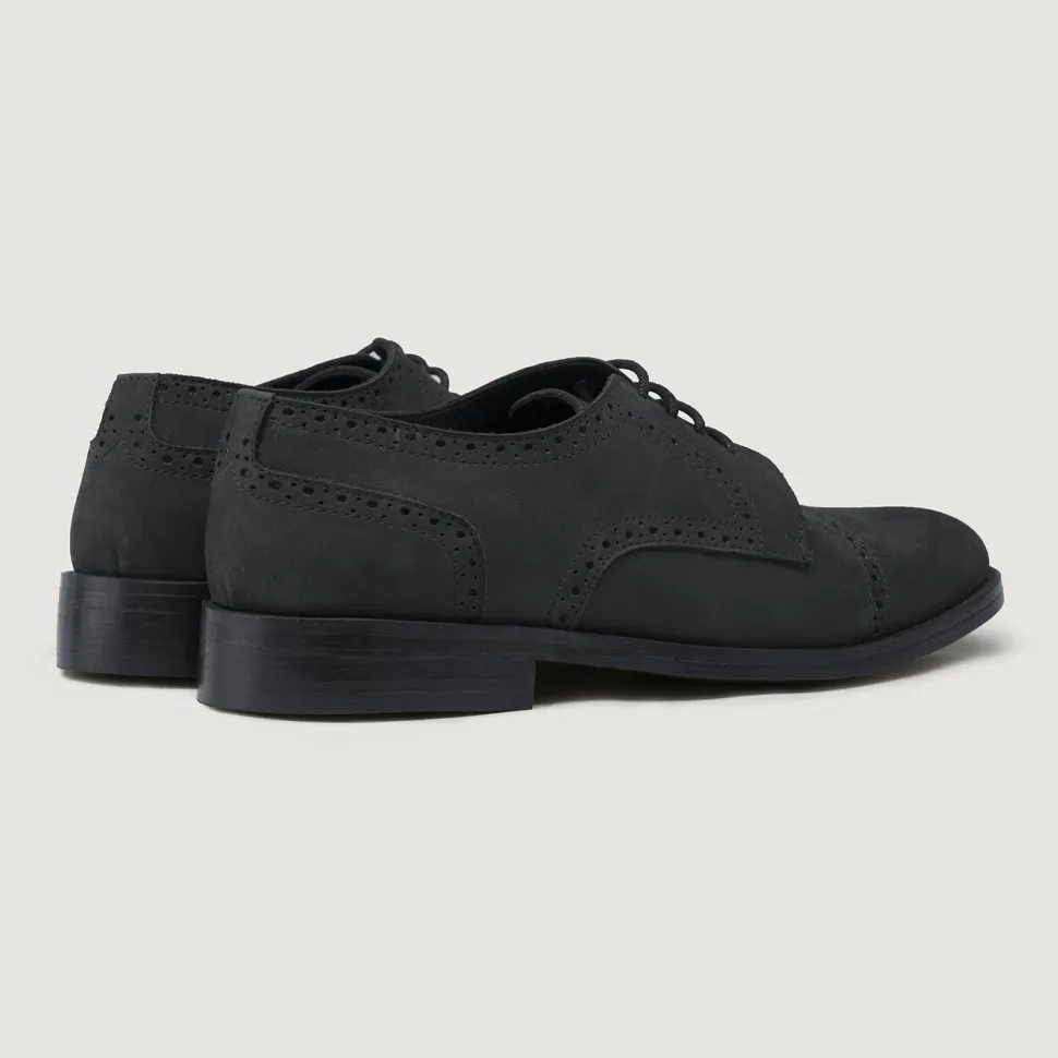 Dirk Brogues Derby Matte Black Nubuck Leather Shoes - StudGuard