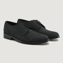 Dirk Brogues Derby Matte Black Nubuck Leather Shoes - StudGuard