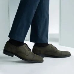 Dirk Brogues Derby Olive Oil Pullup Leather Shoes - StudGuard