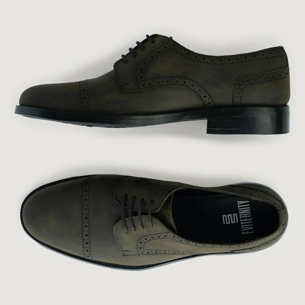 Dirk Brogues Derby Olive Oil Pullup Leather Shoes - StudGuard