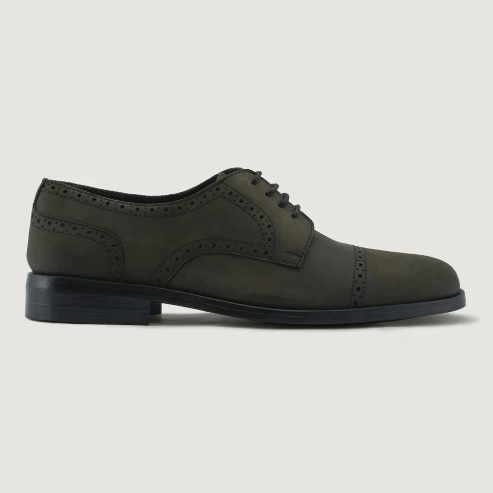 Dirk Brogues Derby Olive Oil Pullup Leather Shoes - StudGuard