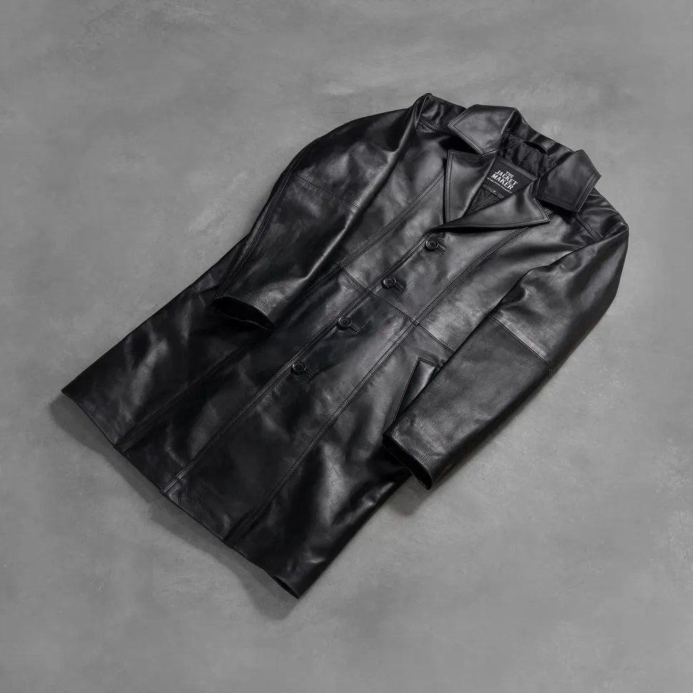 Don Long Black Leather Coat