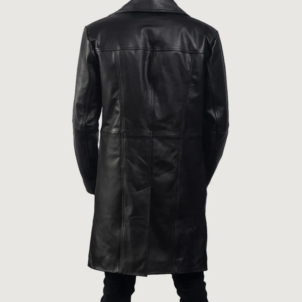 Don Long Black Leather Coat