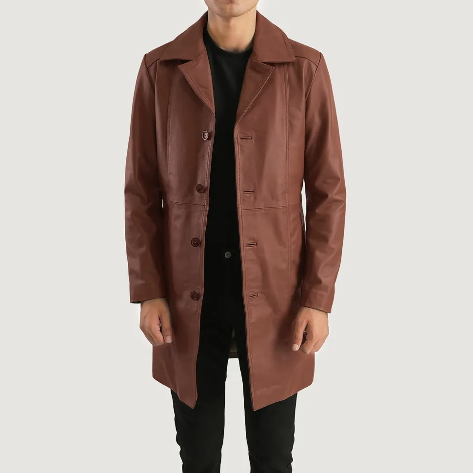 Don Long Brown Leather Coat