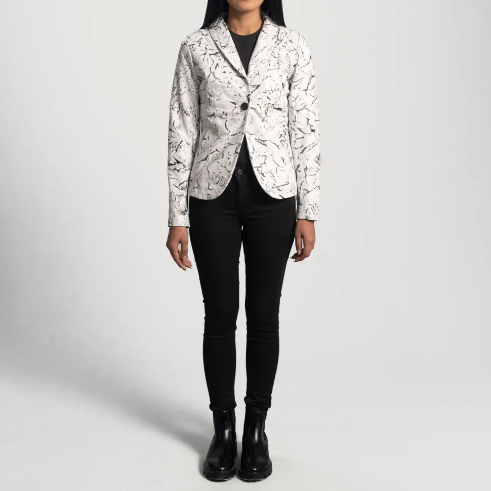 Donna Blake White Leather Blazer